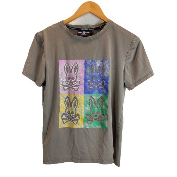 Psycho Bunny t-shirt Kids Youth Boys M 10/12‎ Gray Graphic - Picture 1 of 10